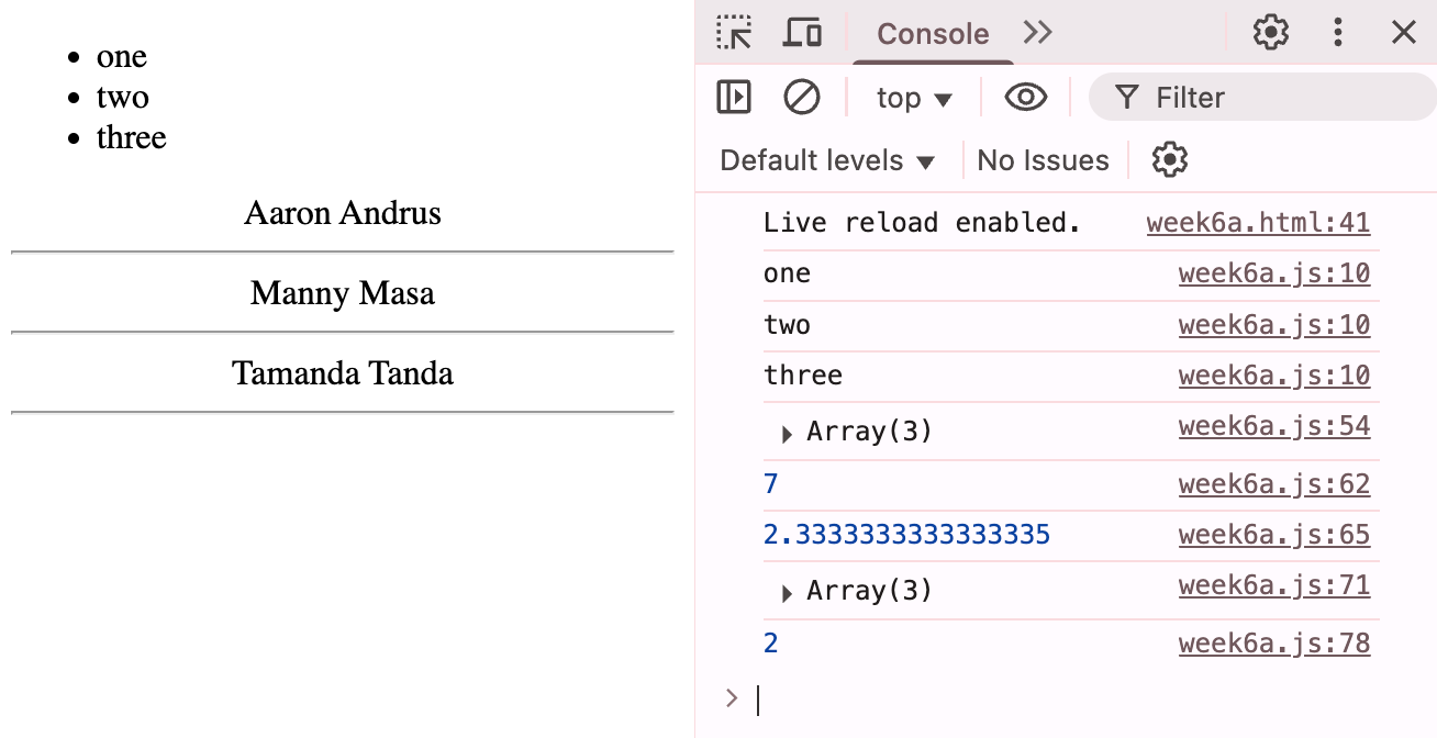 dynamic data and console output