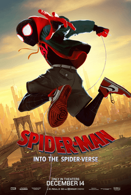 Miles Morales swinging through the city